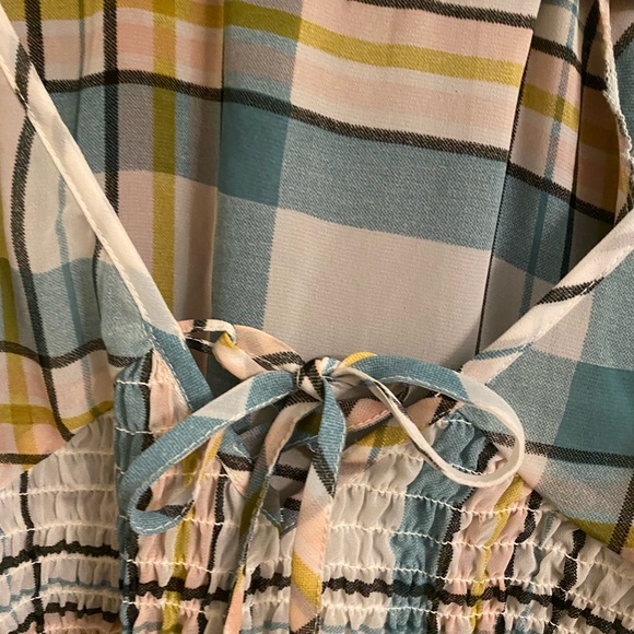 Boho Sheer Plaid Plus Size Top - Picture 4 of 12